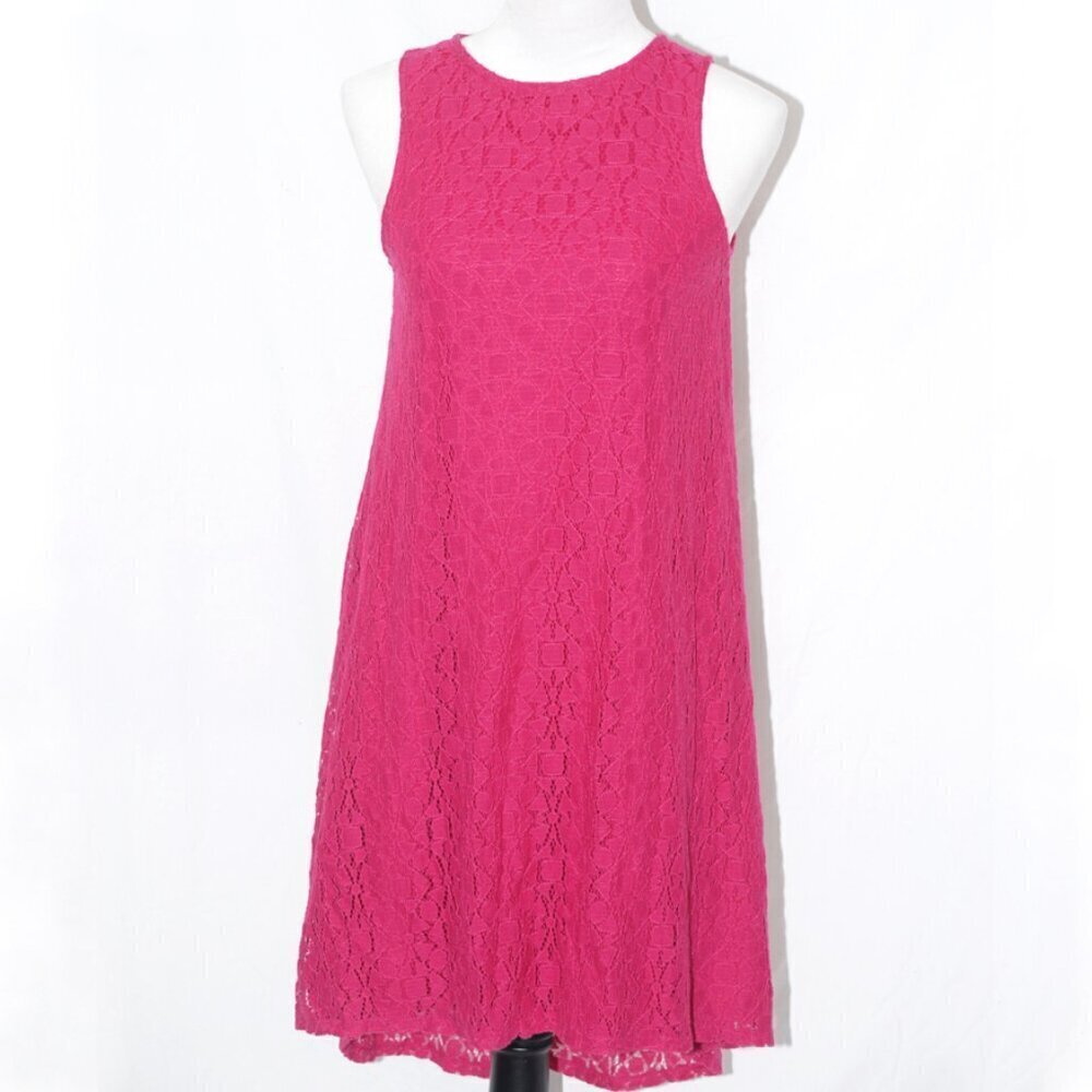 Geometric Lace Dress Built in Slip Peekaboo APT 9 Womens Size 2 Pink High Low